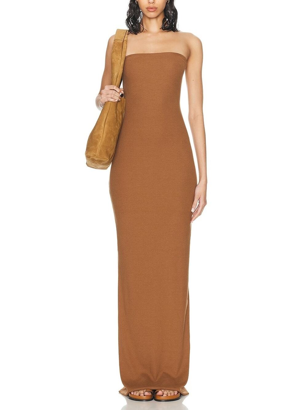 Eterne Ribbed Earth Tube Maxi Dress Size M